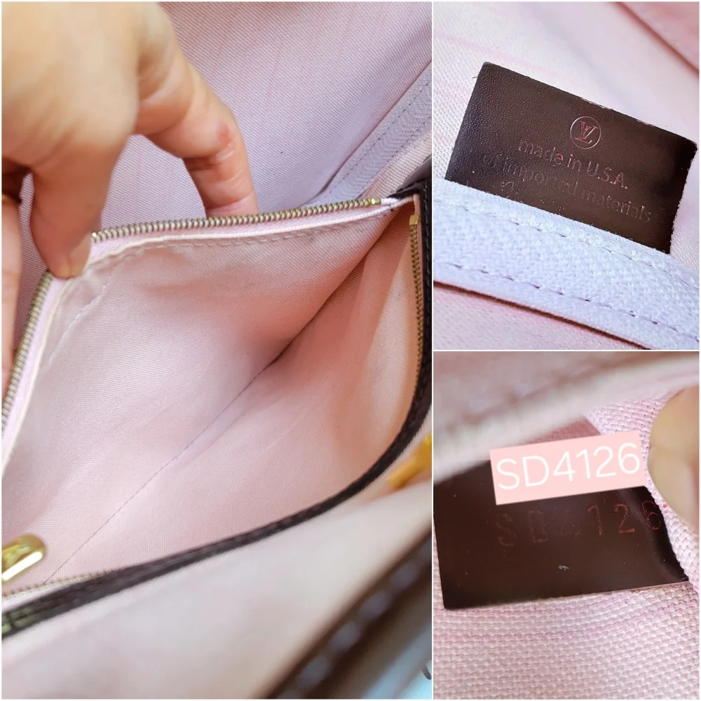 💕Louis Vuitton Tote Bag Neverfull MM Damier Ebene "ROSE Ballerine Interior" - Picture 13 of 17
